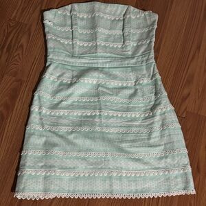 Vineyard Vine Kentucky Derby Icon Stripe Strapless Marshmallow Dress Lace Preppy